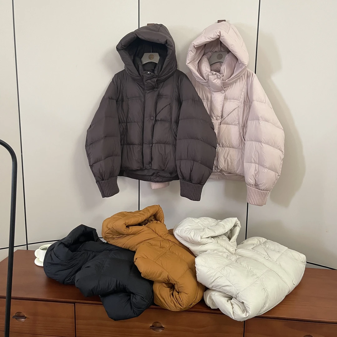 新款气质休闲韩版简约连帽纯色羽绒服YR818