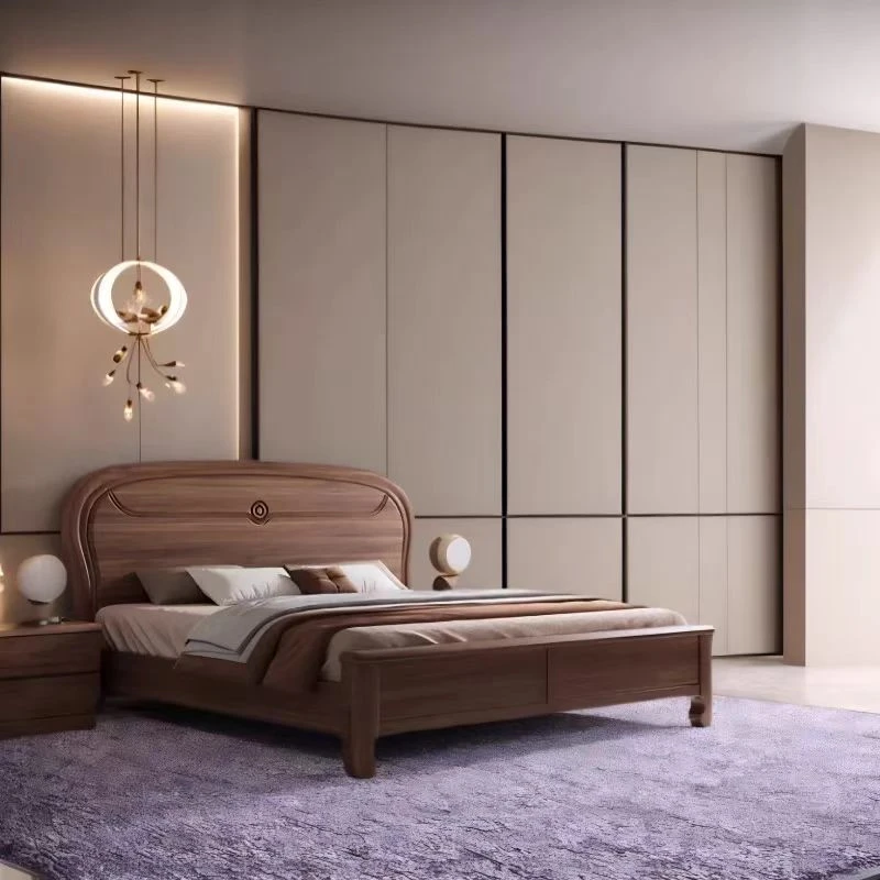 601#南美黑胡桃实木大床双人婚床现代简约主卧室家用储物高箱