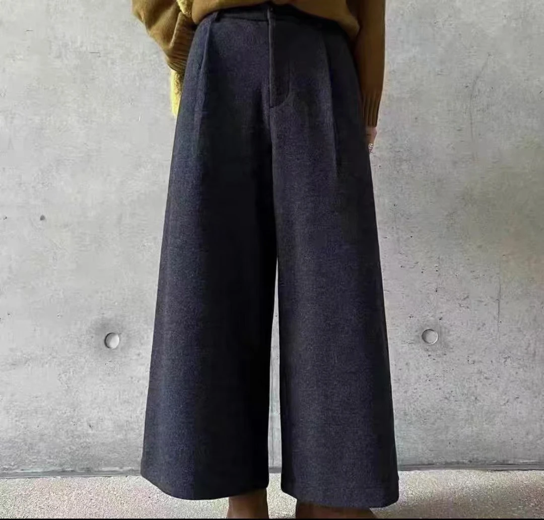 【MINERFUSHI】时尚阔腿裤休闲裤直筒宽松高腰秋冬纯色厚款九分裤