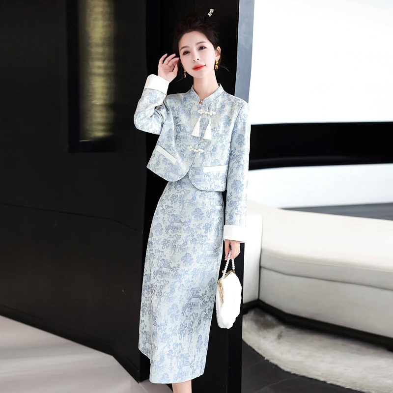 女装时尚休闲套装新中式g风改良气质盘扣两件套套裙