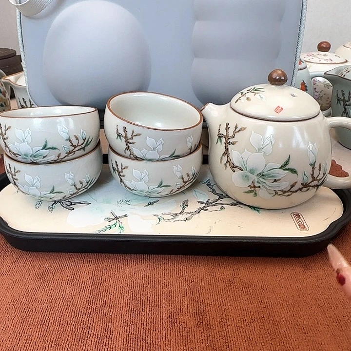 玉兰龙蛋一壶四杯带茶盘带包