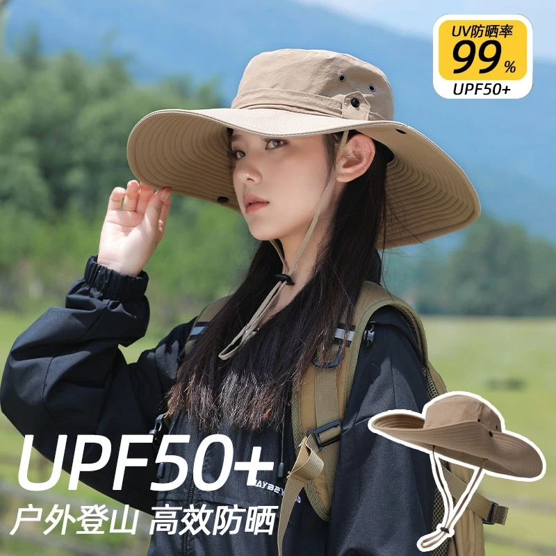 帽子防晒遮阳帽女士2025网红款加大帽檐大头围显脸小太阳帽渔夫帽