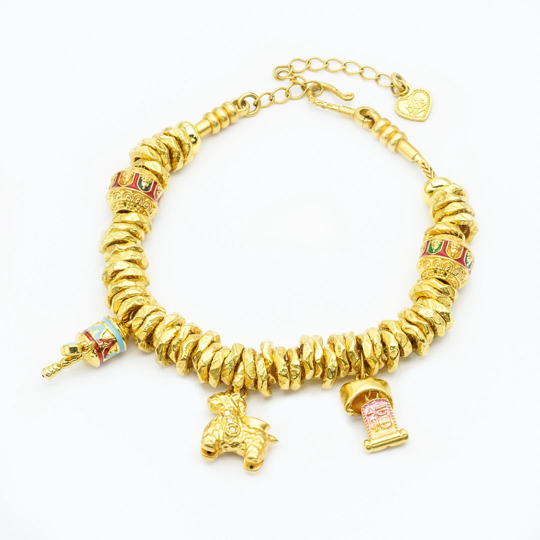 足金醒狮盘缠编绳配件【QL07113】