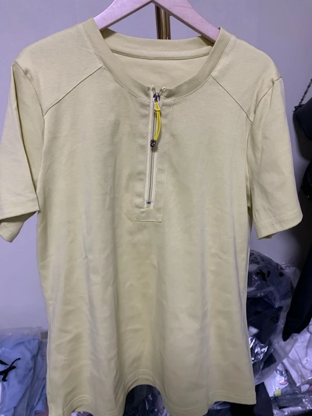 5656号新款拼接拉链t恤女时尚洋气百搭长袖套头上衣