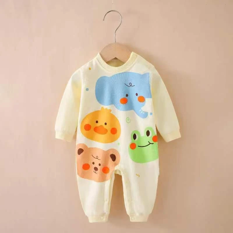 纯棉卡通动物连体衣秋季长袖爬爬服哈衣