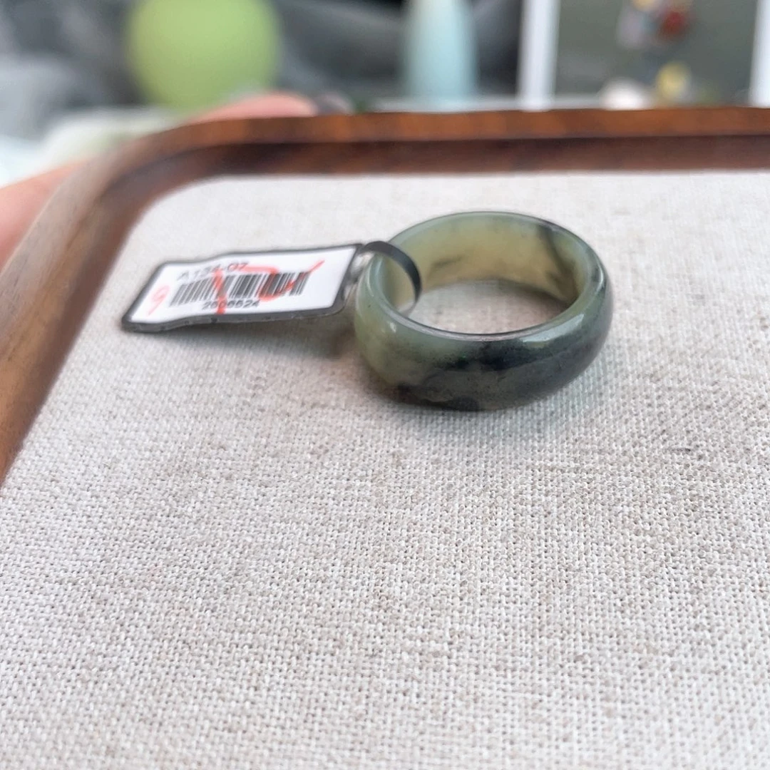 和田玉未镶嵌戒指U87水墨圆切19.1不退换