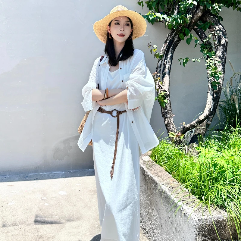D&MX 松弛感简约防晒衬衫吊带裙高个子两件套装9030