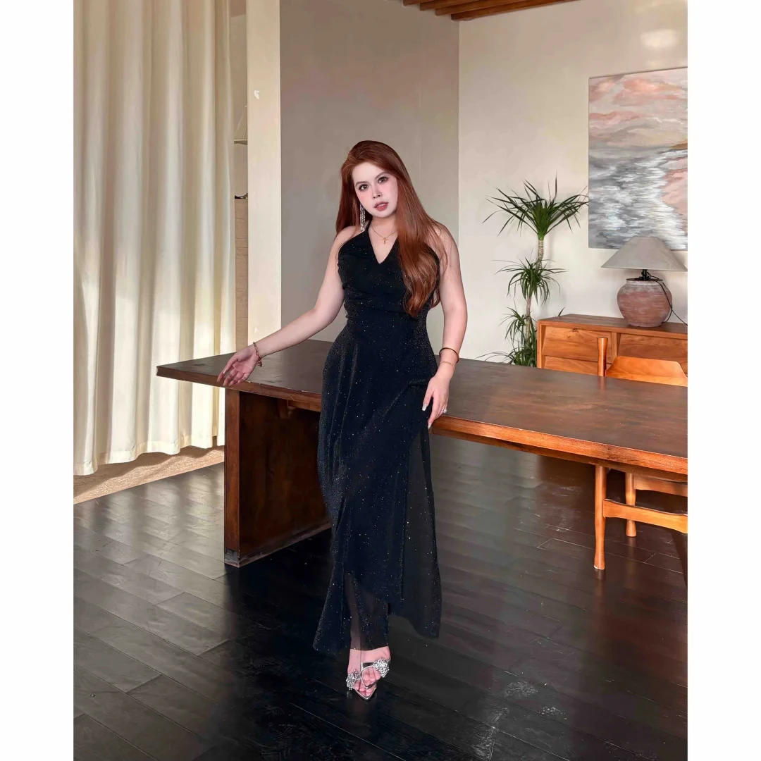 星河畅想 优雅轻奢法式千金风设计师款宴会多种穿法连衣裙G189