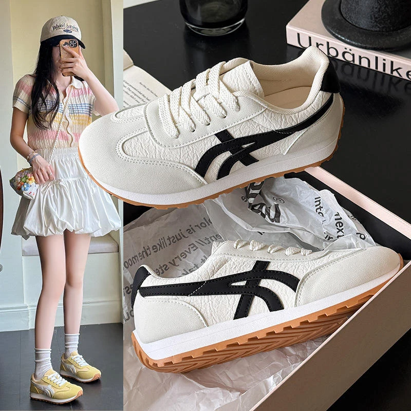 高跟鞋复古时尚系带阿甘鞋2025秋季新款百搭休闲小白鞋女透气运动