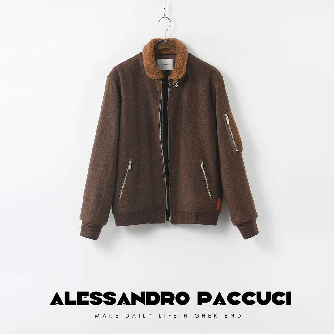 【孤品不退换】洛哥25819X强推羊毛混色 加厚夹驼绒 重工飞行员夹克