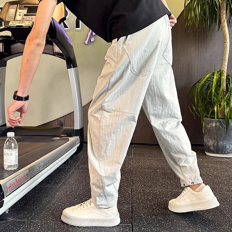 仓石一树透气休闲裤男灰色直筒宽松运动裤轻奢痞帅男装夏季速干裤