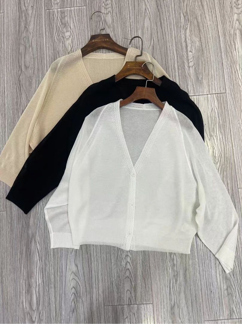 卡麦酱-MXE V领系扣开衫上衣 257102