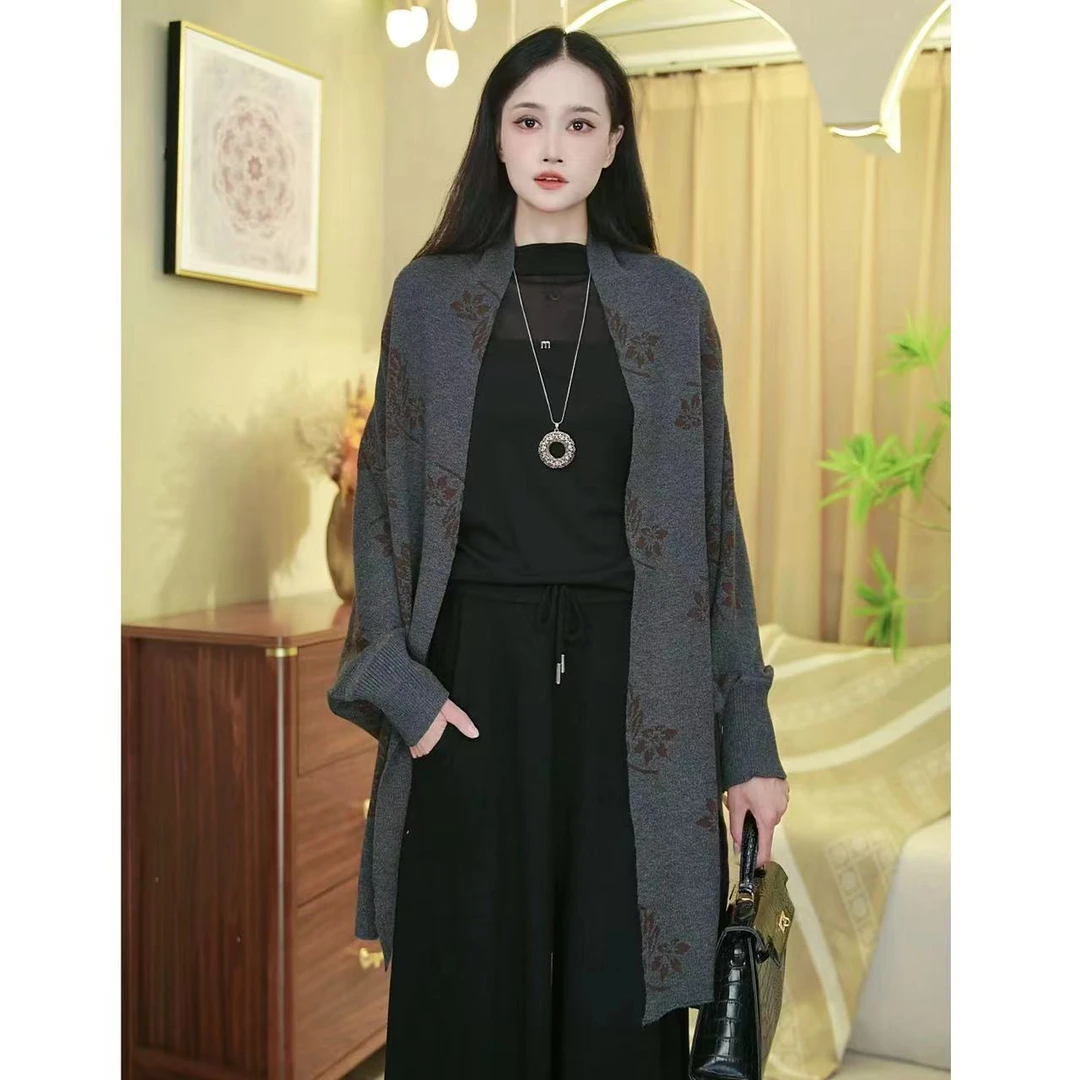 【G10】2025新款时尚百搭宽松气质显瘦针织中长款外披