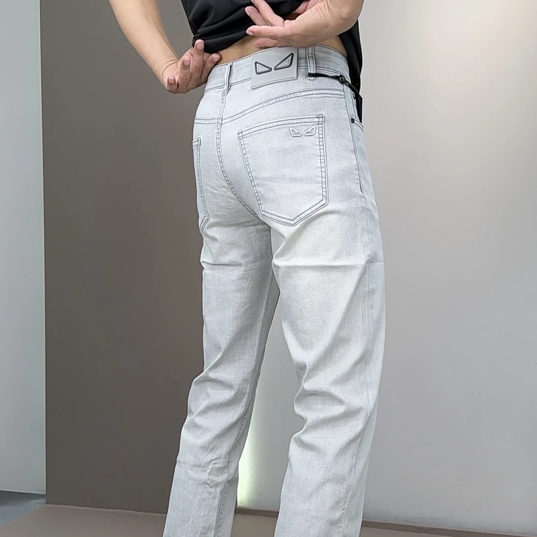 花火鸟9夏季长裤薄款牛仔裤男士痞帅修身显瘦小直筒裤9308-5
