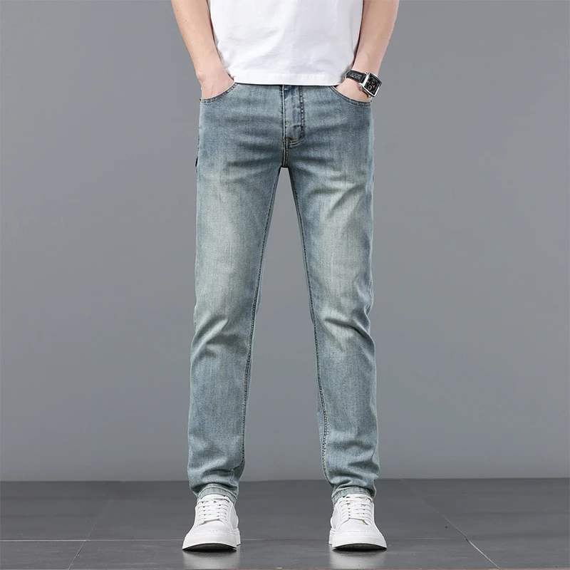 高级感男装裤子高端轻奢九分牛仔裤男款爆款2025新款薄款修身长裤