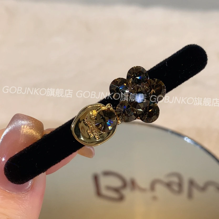 GOBJNKO鸭嘴夹一字夹千金风女发夹精致发饰发卡法式复古轻奢黑色