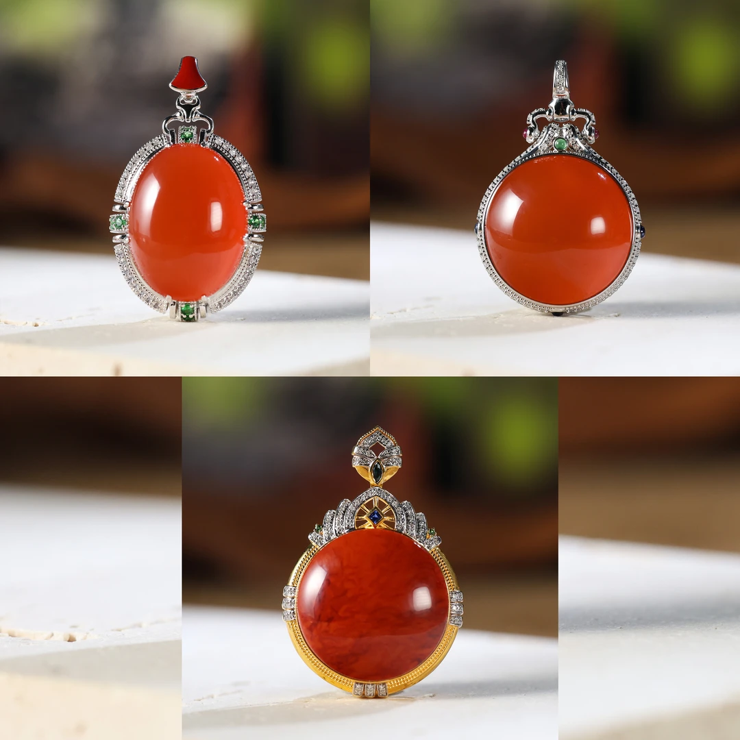 18K金南红吊坠（多样性发其一）