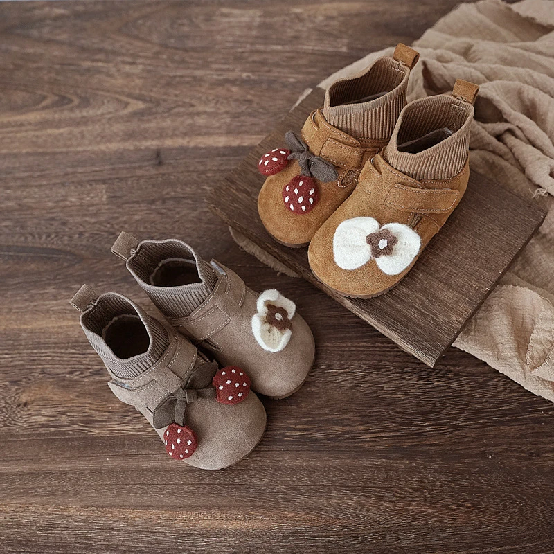 5963女童棉鞋二棉冬季软底防滑学步鞋加绒加厚保暖公主鞋袜套靴