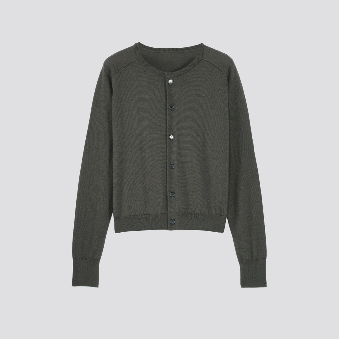 HNLINSHAN【纤维皇后】早秋修身百搭慵懒气质针织开衫23319109