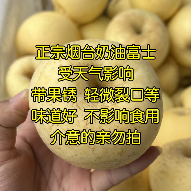 霜降奶油富士苹果4.5斤烟台发货裂口干疤果绣等不影响食用