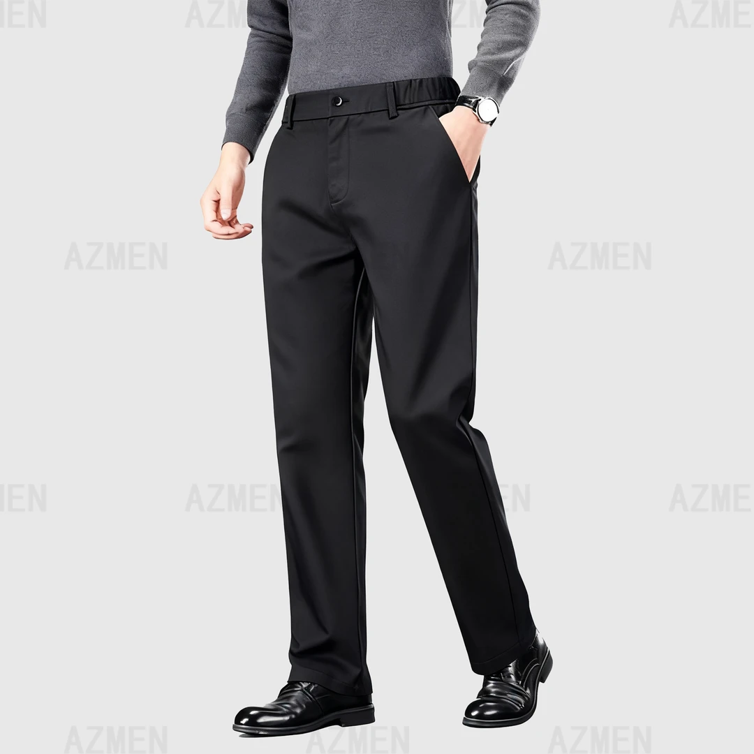 秋冬厚款羊毛复绒【可机洗西裤休闲裤】松紧高腰深档直筒垂感休闲裤