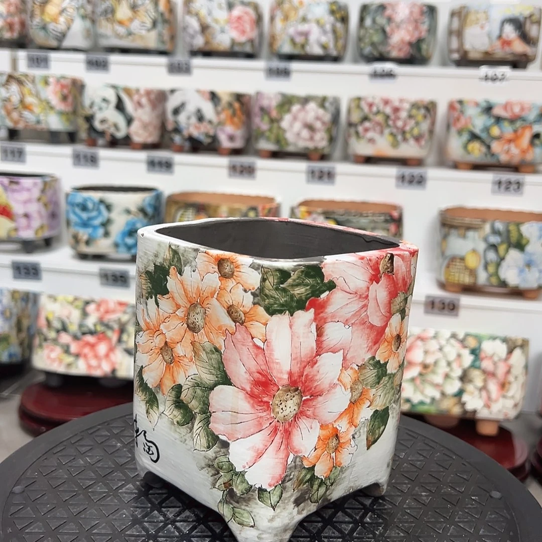 手绘陶瓷花盆美盆