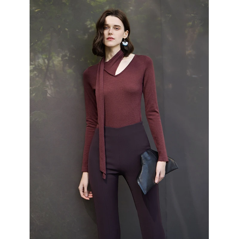 MixSelection｜半熟玫瑰 飘带围脖洋气长袖法式针织衫MSAJY0067