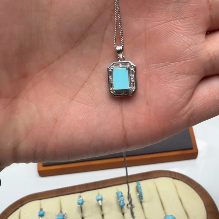 绿松石银S925镶嵌颈饰