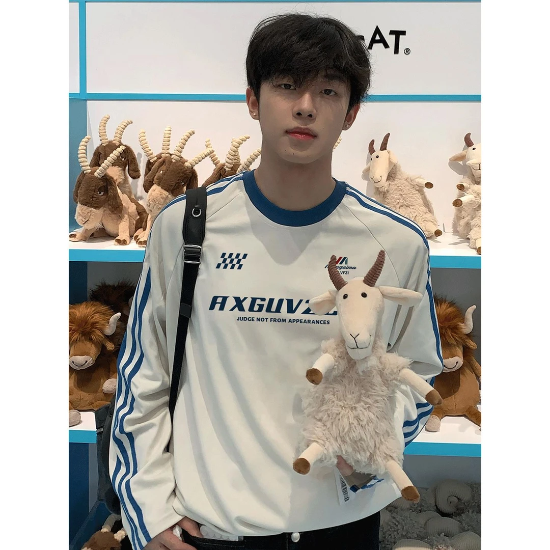 美式潮牌嘻哈街头个性印花长袖T恤男款秋季纯棉重磅圆领上衣打底