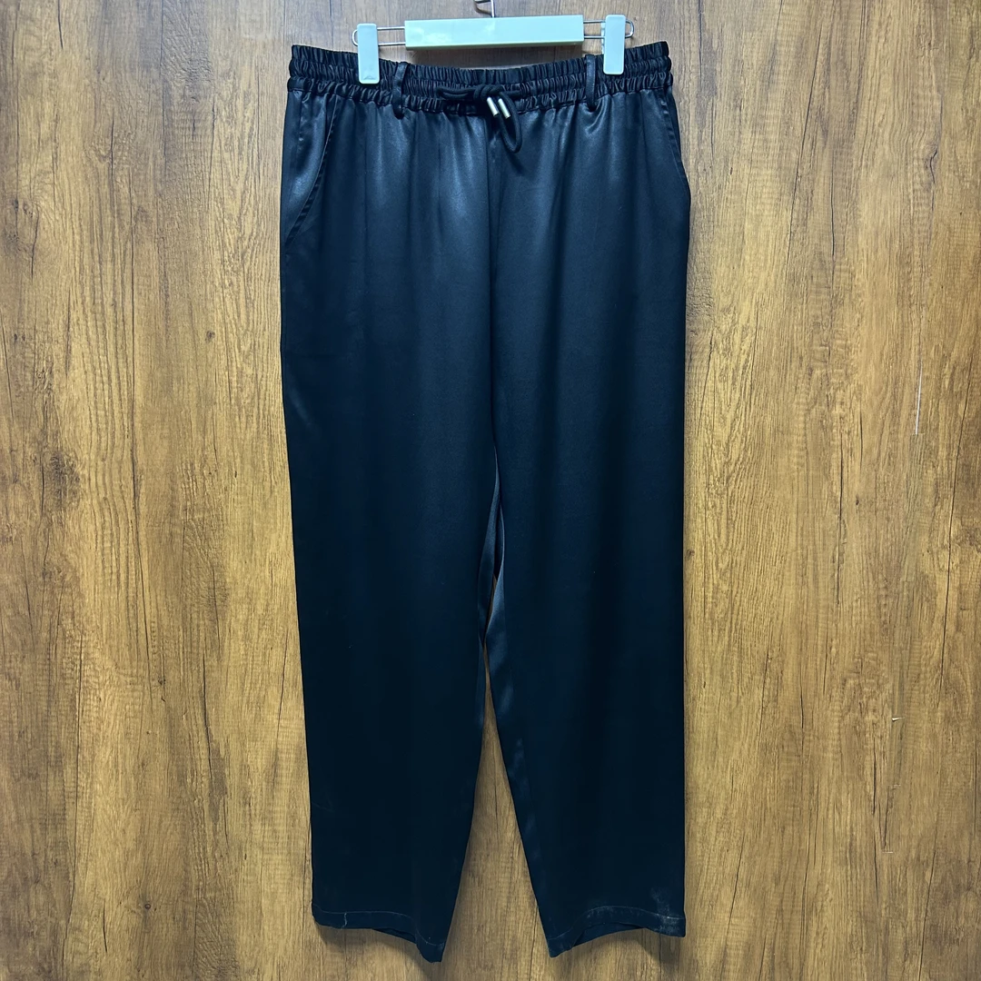 2025新款香云纱黑色重锻皮子长裤 休闲男裤 四季百搭男士直筒裤