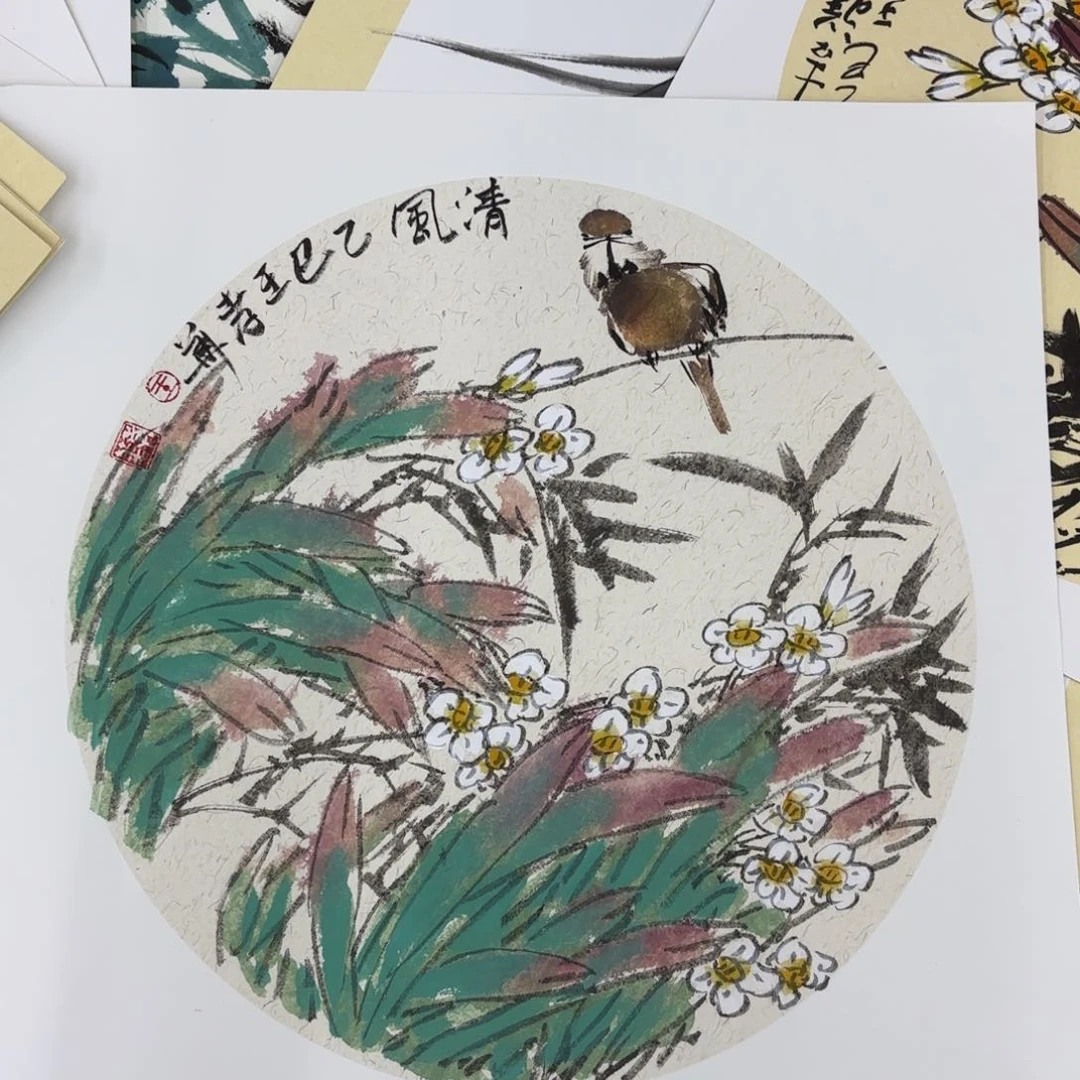 国画斗方花鸟花鸟赵