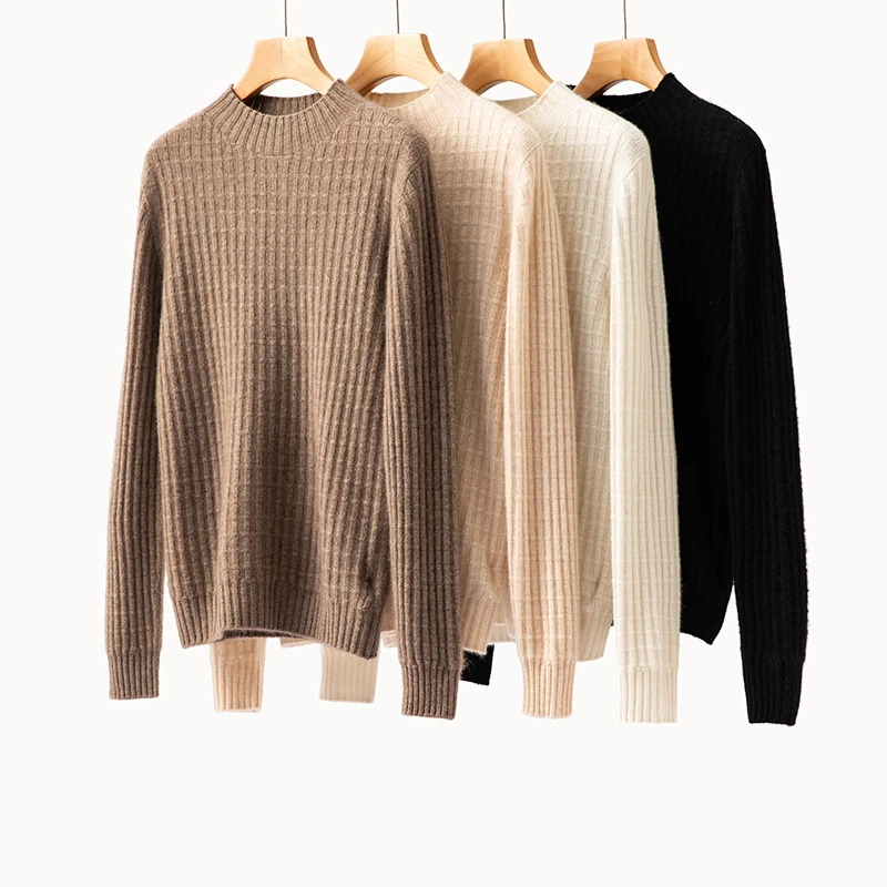 天衣无缝！100纯山羊绒半高领保暖秋冬冬季休闲纯色长袖加厚毛衣女