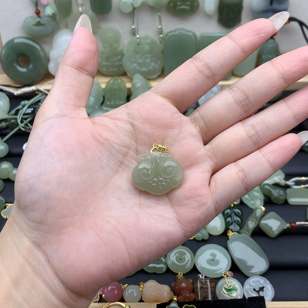 吊坠(不含链)银S925镶嵌和田玉