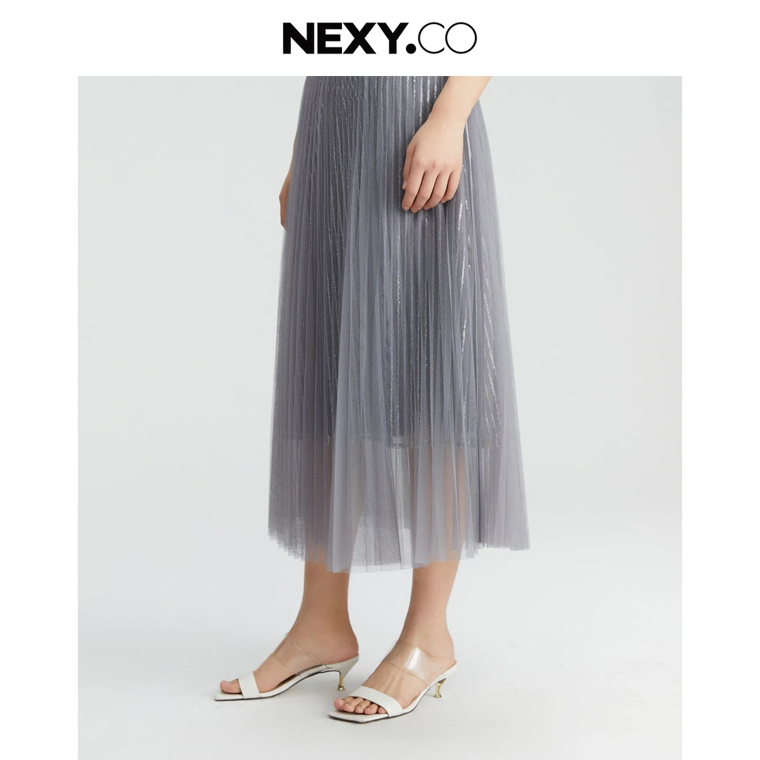 【晨粉专享价】都市优雅高级气质百褶定制logo标半身裙女