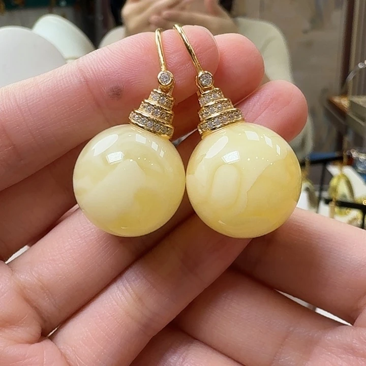 琥珀未镶嵌颈饰耳坠