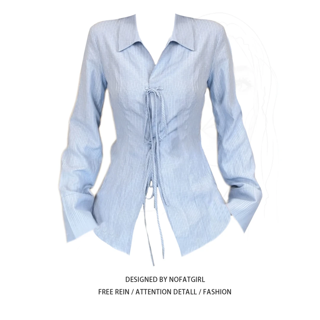 大码胖MM法式时尚蝴蝶结衬衫女秋新款高级感长袖衬衣遮肉显瘦上衣