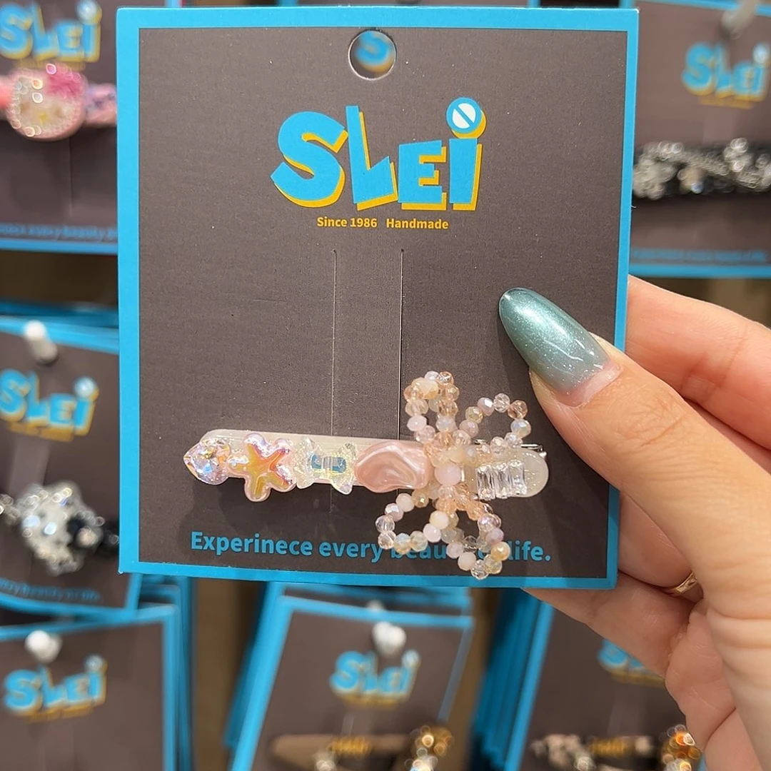 非金属皮质粉色珠珠鸭夹