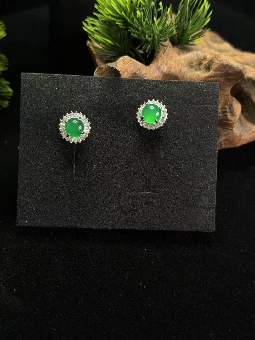 合金耳饰 耳钉金镶嵌精致玉石耳饰