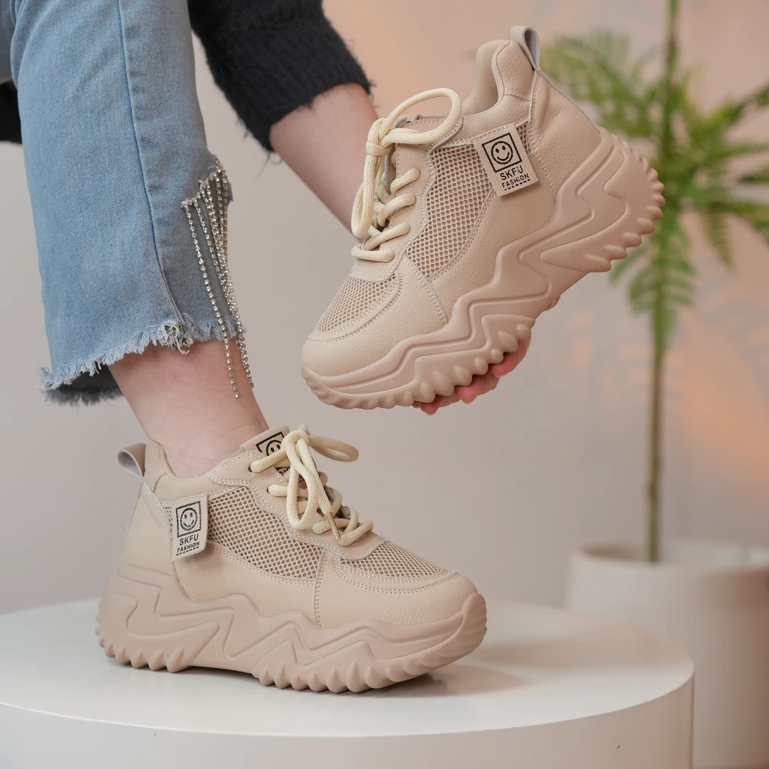 2025双网夏季运动鞋女高帮透气厚底休闲鞋舒适百搭潮流鞋666-3