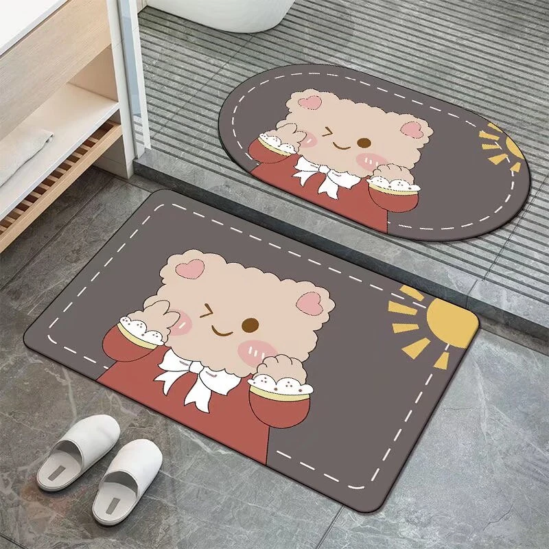 硅藻泥加厚浴室门口吸水地垫卡通卫生间厕所门口吸水防滑速干地垫