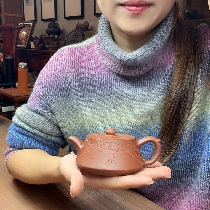 K***宣紫砂茶壶底槽清飞把柱础