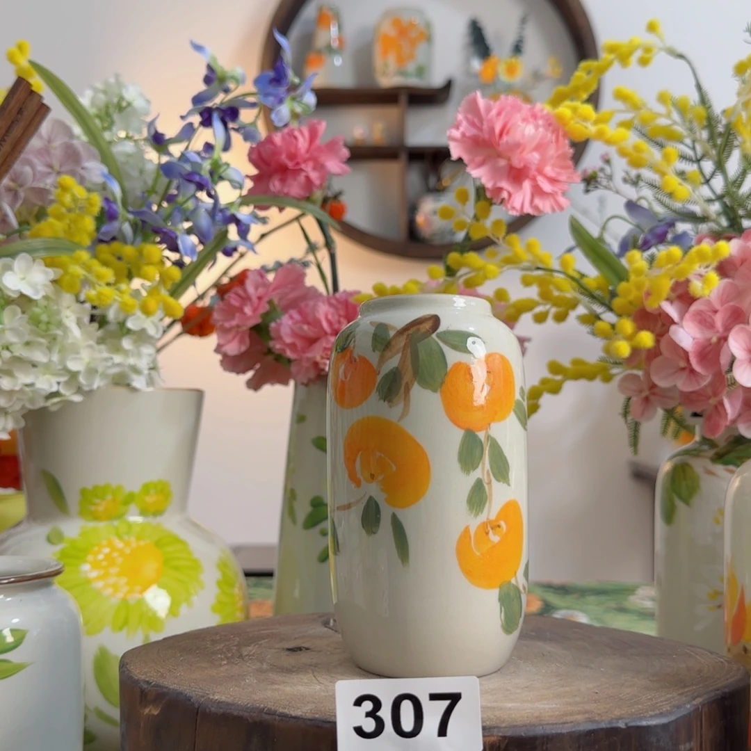 摆件景德镇陶瓷手绘小花瓶摆件无孔