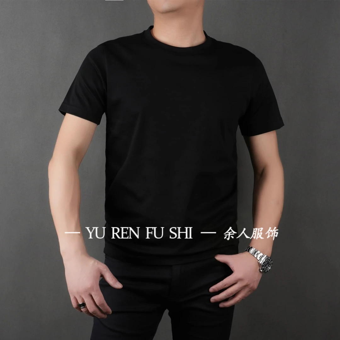 23025男士夏季短袖T恤100棉纯色圆领休闲商务简约时尚百搭透气款