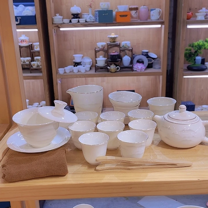 水墨千里羊脂玉套装