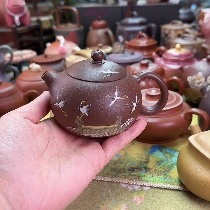 紫砂茶壶仙鹤大西施