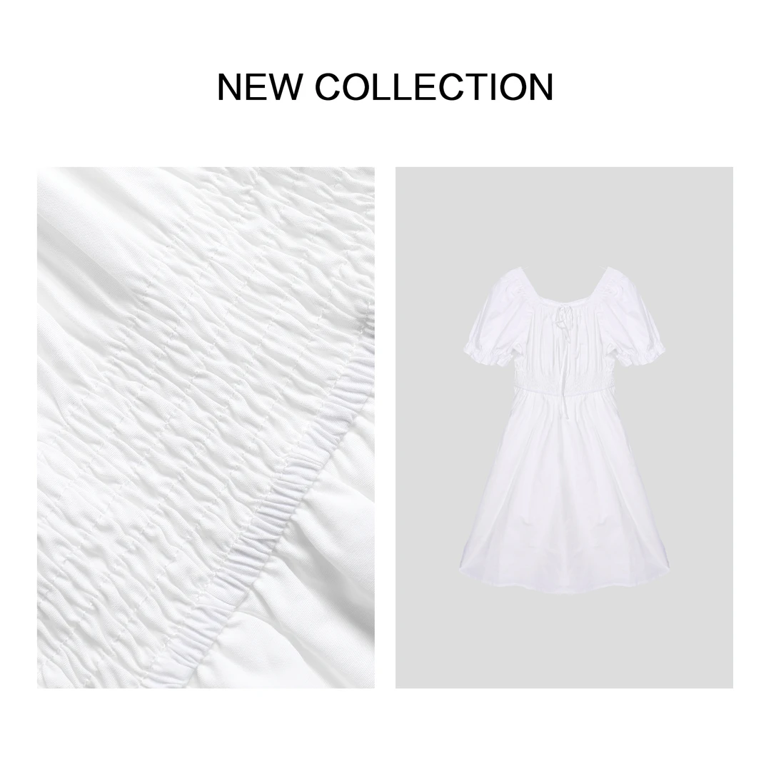 【龙哥专属】L3F38029A 百搭休闲方领泡泡袖连衣裙  029A