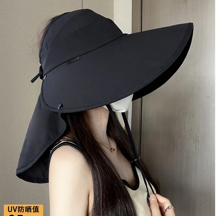 防晒帽女防紫外线遮阳空顶帽夏季大帽檐遮全脸太阳帽渔夫帽子E455