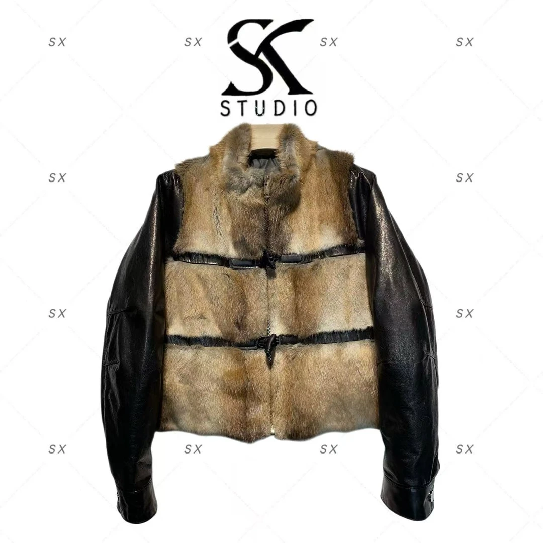 8564高奢女款时尚上衣两面穿（牛皮配青根貂配鹅绒）SXZY-2525