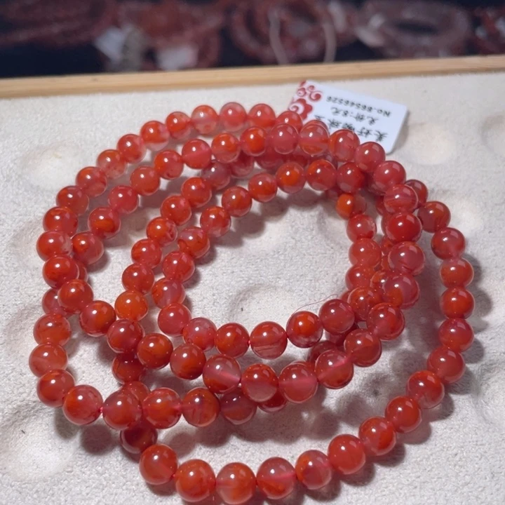 南红玛瑙未镶嵌6咪红底火焰纹妖花1144