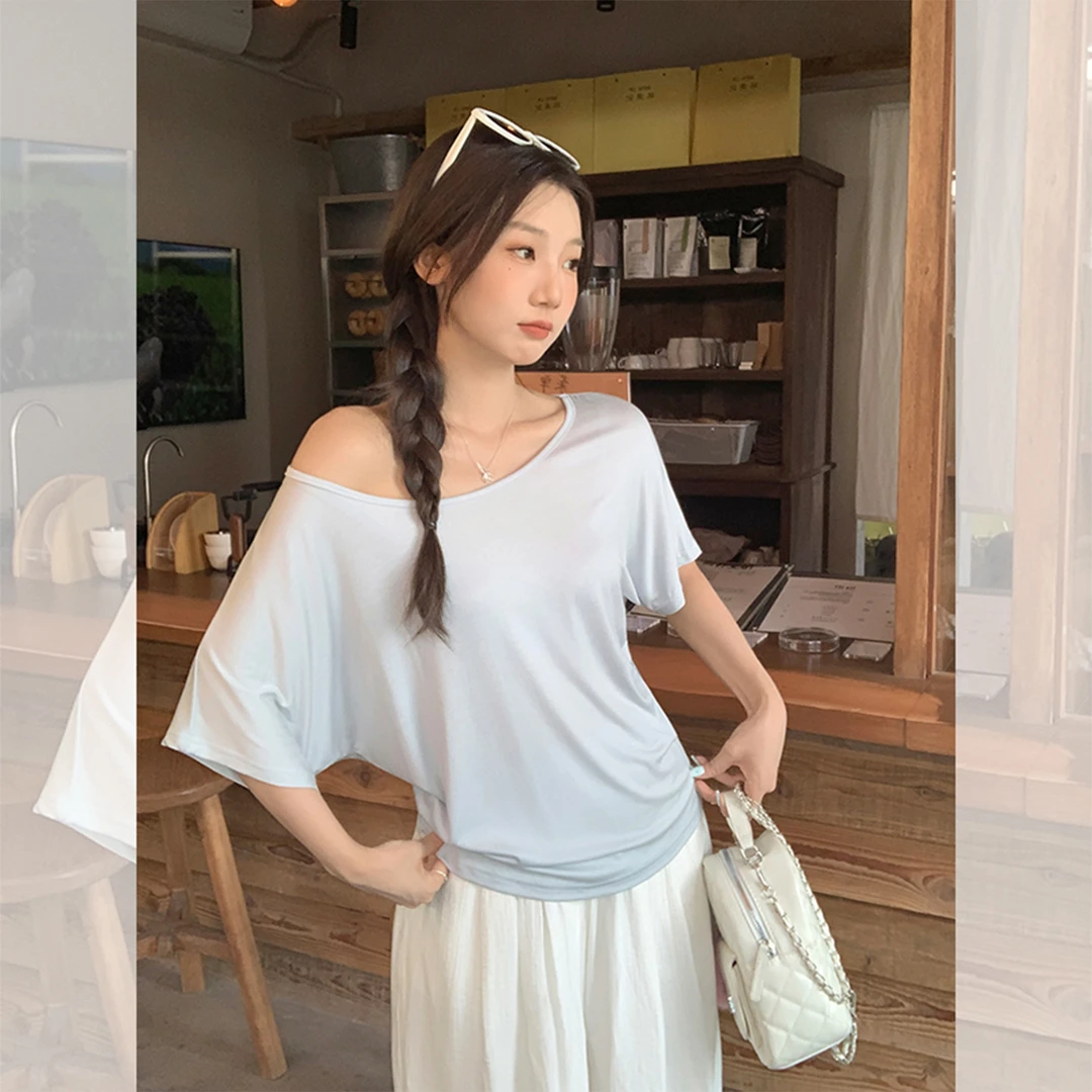 纯欲独特高级感别致短袖T恤女2025夏日新款超火减龄宽松显瘦上衣